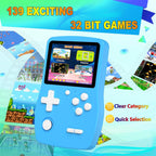 Juegos de mano de 32 bits para niños precargados 139 videojuegos, reproductor de videojuegos portátil con pantalla IPS de 3.0 pulgadas y batería recargable, mini juegos de viaje, regalos electrónicos