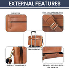 LEATHER VILLAGE Bolso Mensajero de Cuero Vintage–Morral Hecho a Mano de 15.5" para Hombres y Mujeres– Bolso de Hombro para Oficina, Viajes y Uso Diario