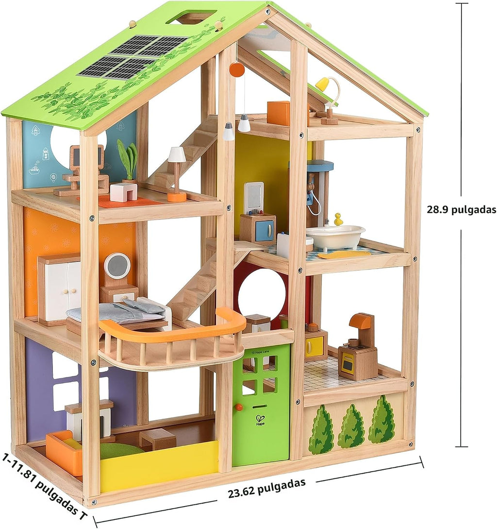 Casa de muñecas de madera "All seasons" amoblada con accesorios para niños de Hape