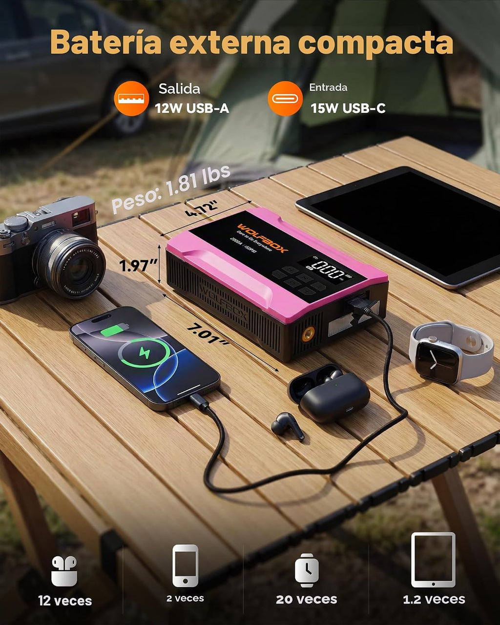 WOLFBOX Arrancador del salto MV10A 2000A con el compresor de aire, caja