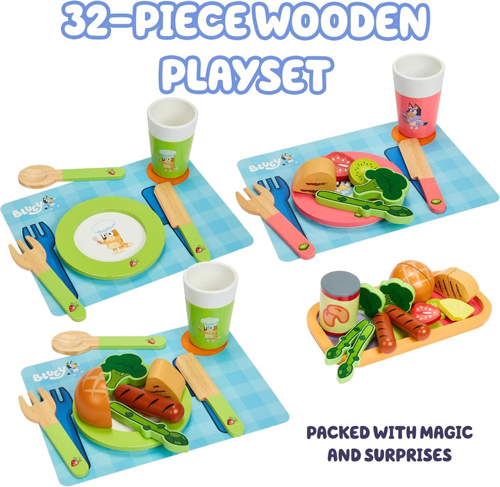 Bluey Frutas y verduras de juguete para niños pequeños, 32 piezas d...