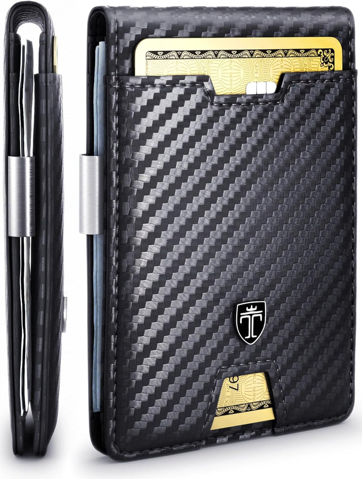 TRAVANDO AUSTIN - Cartera para hombre con clip para dinero, bloqueo...
