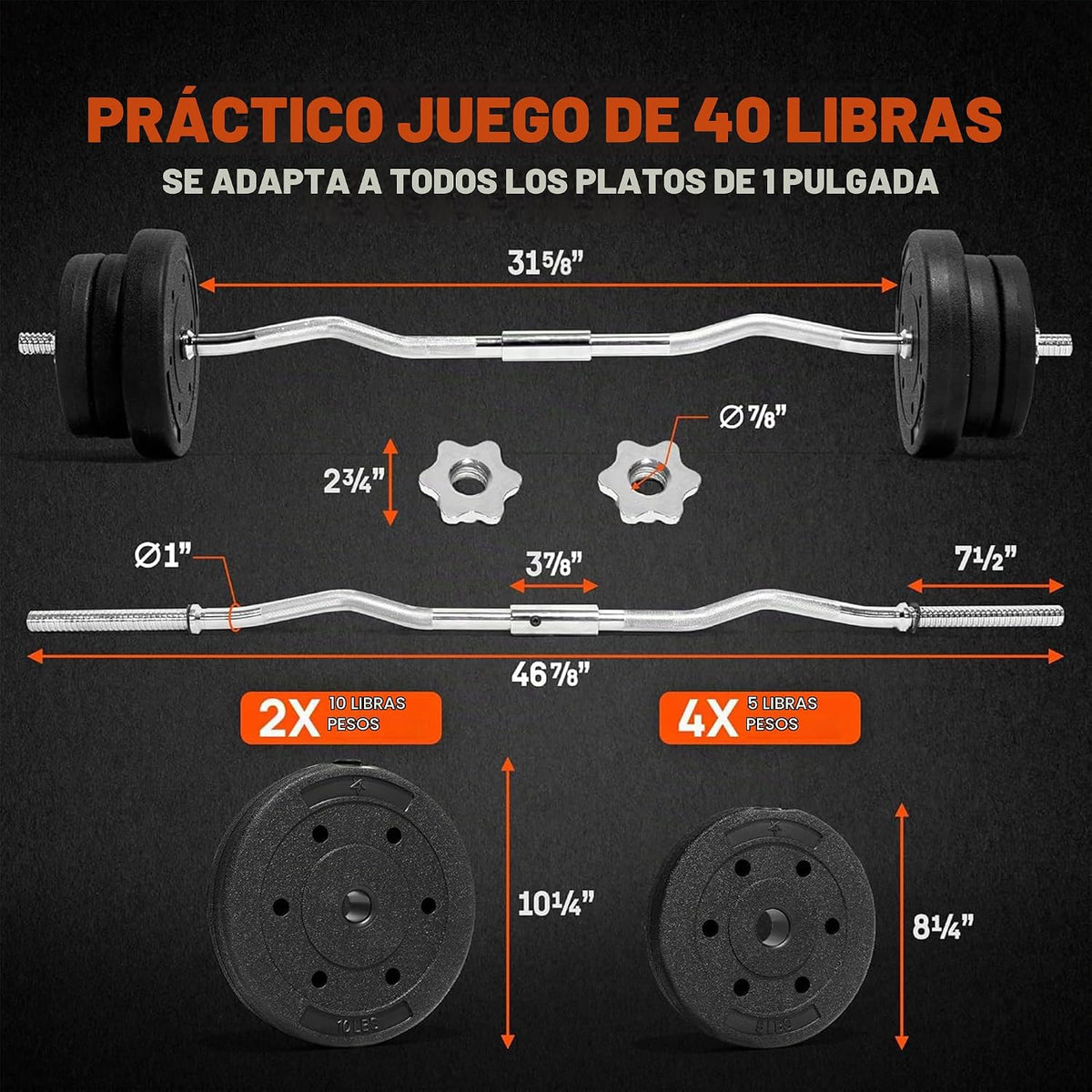 Yes4All Barras Curl y Rectas, Barras Estándar y Olímpicas para Entrenamiento de Fuerza en Casa