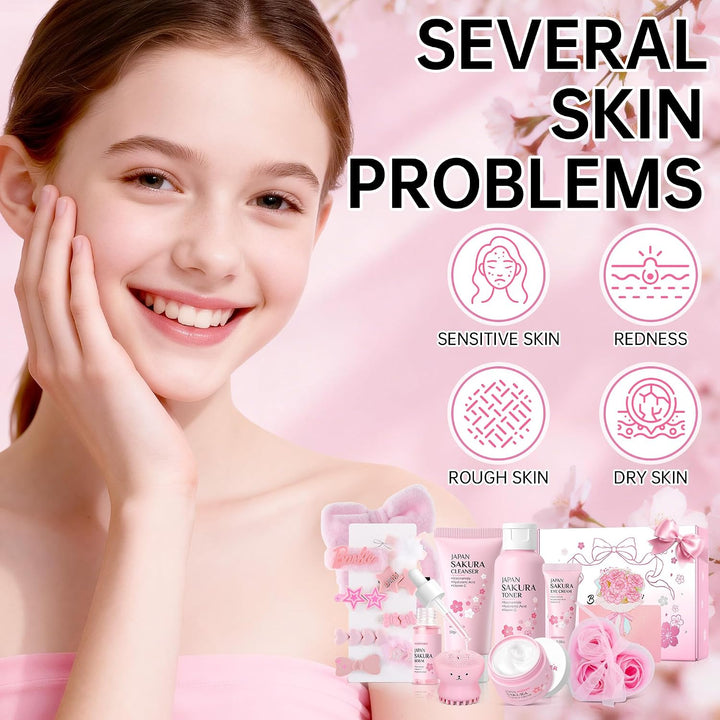 Sakura - Set de cuidado de la piel para adolescentes y mujeres, 17...