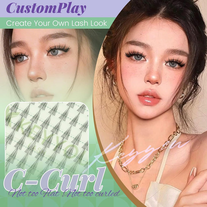 KEYYOU Customplay - Extensiones de pestañas en racimo de pestañas,...