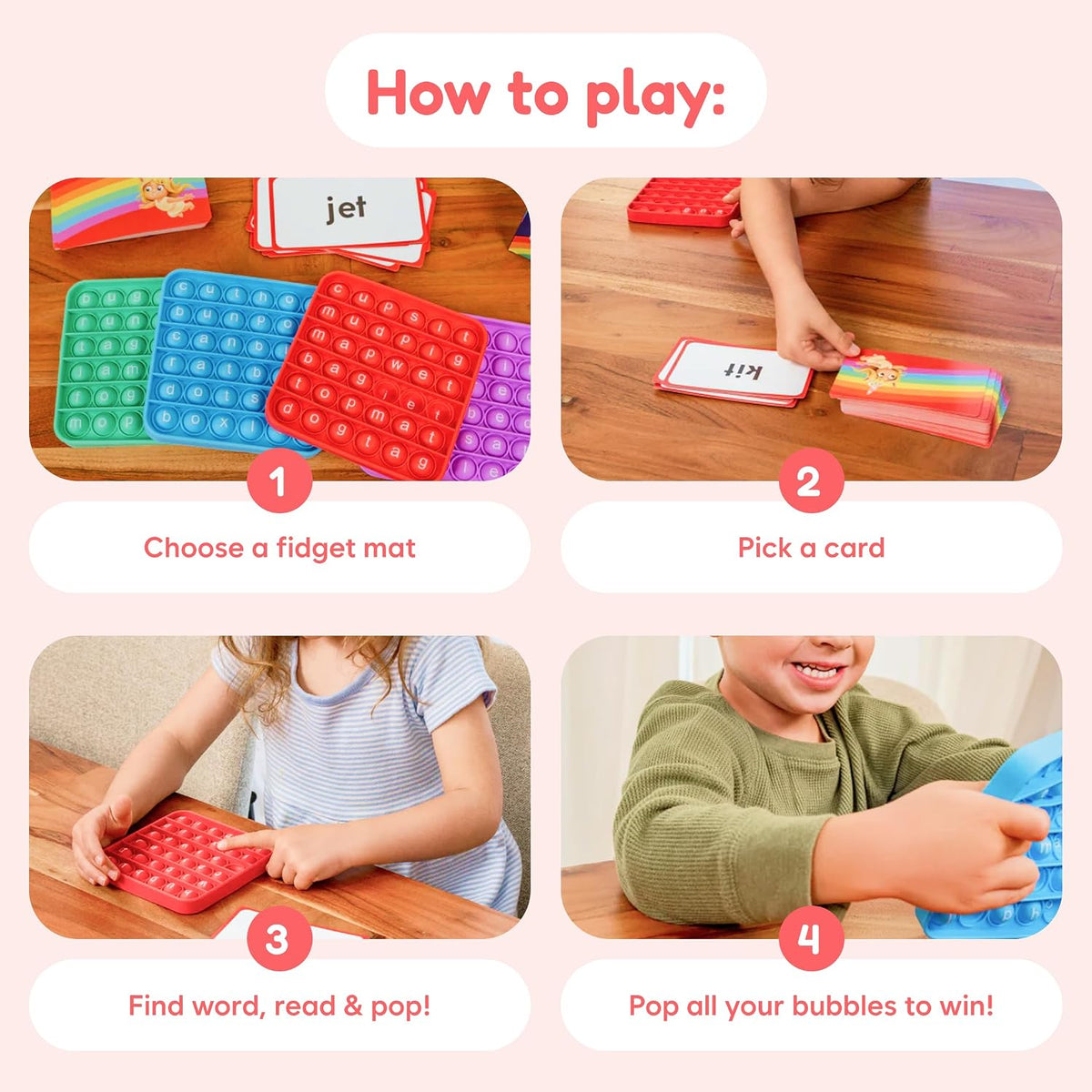 Fidget Game Word Pop CVC Word Games para Kids 4-6