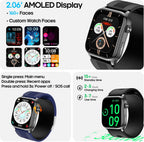 Smart Watch para Hombres y Mujeres con Diseño de Correa con Airbag, Pantalla AMOLED de 2.06", Monitor de Ritmo Cardíaco y Presión Arterial, Oxígeno en Sangre y Seguimiento del Sueño, 136 Modos Deportivos Fitness Tracker (Negro)