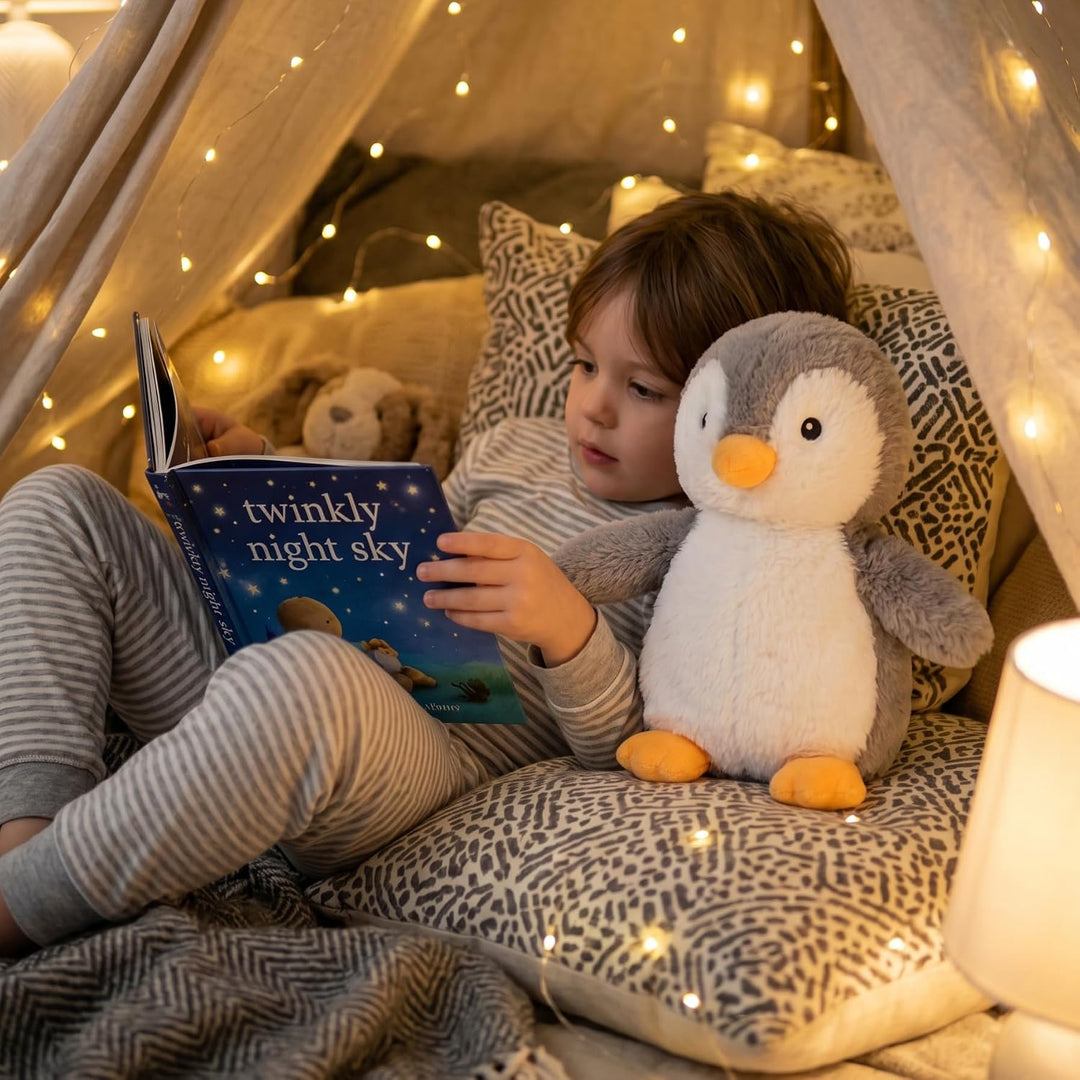 WEIGEDU Peluche de pingüino rey con ojos bordados, juguetes de pelu...