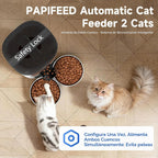 PAPIFEED Comedero automático para gatos 2 gatos, alimentador automático WiFi para gatos con aplicación, dispensador de alimentos para gatos de alimentación lenta de 7 litros para alimentos secos