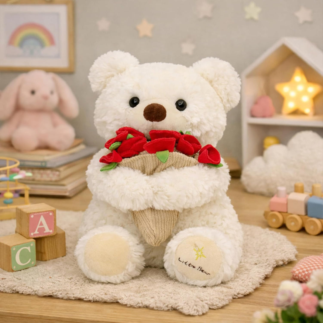 Ramo de peluche de oso de peluche, ramo de peluche de rosas, sombre...