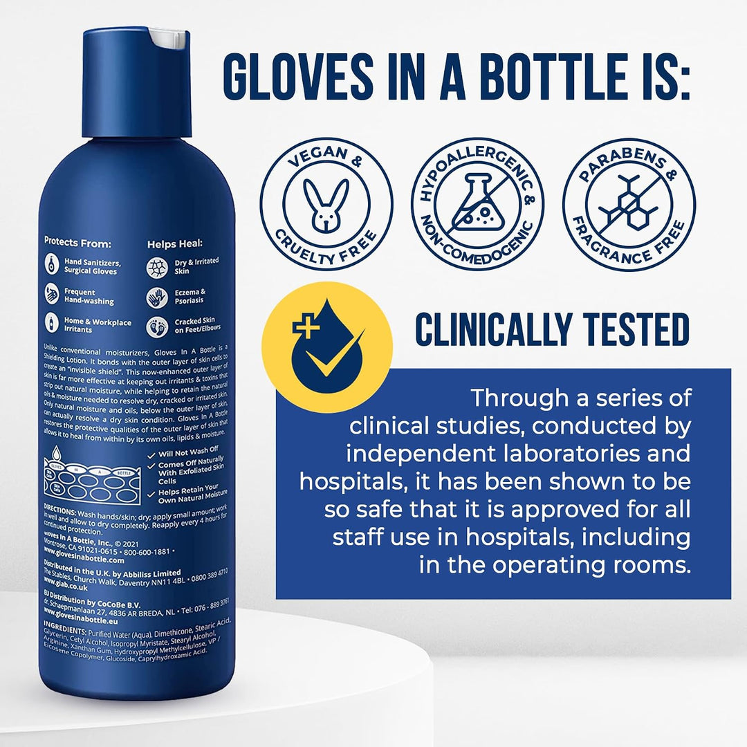 Gloves in a Bottle Loción protectora para piel seca con picazón, si...