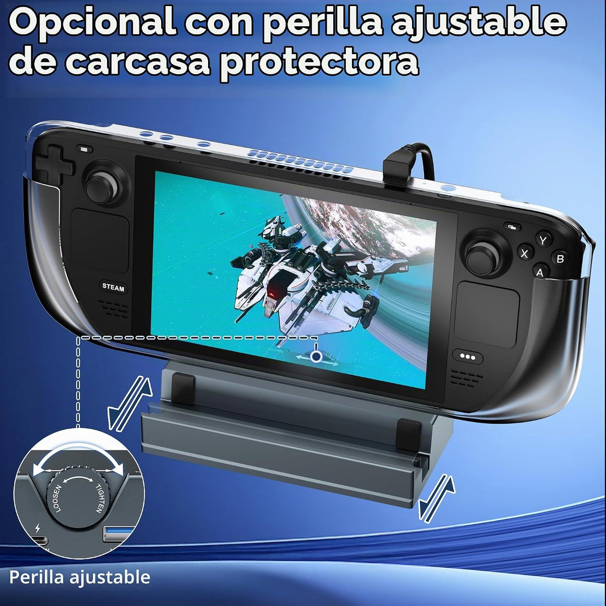 Base de carga de Steam Deck - Base de acoplamiento USB C con soporte ajustable, base de carga PD de 100 W con 4K a 120 Hz HD, Gigabit Ethernet, 3 puertos USB 3.0, para Steam Deck OLED/ROG Ally/Legion Go S