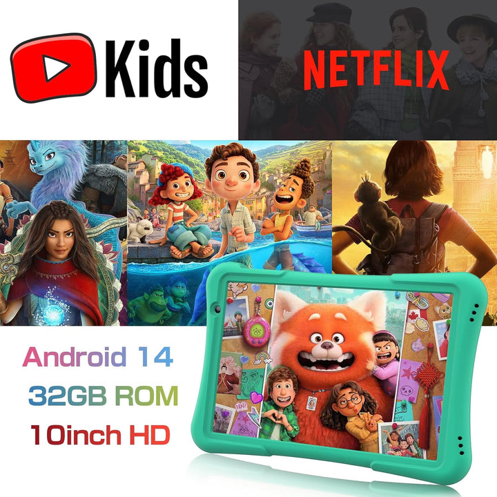 PRITOM Tableta para niños de 10 pulgadas Android 14, 32GB, Quad-Cor...