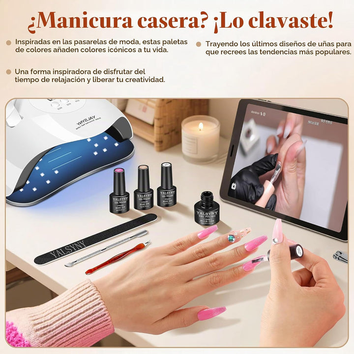 YALSYNY Juego de 60 esmaltes de uñas de gel, 55 colores con capa ba...