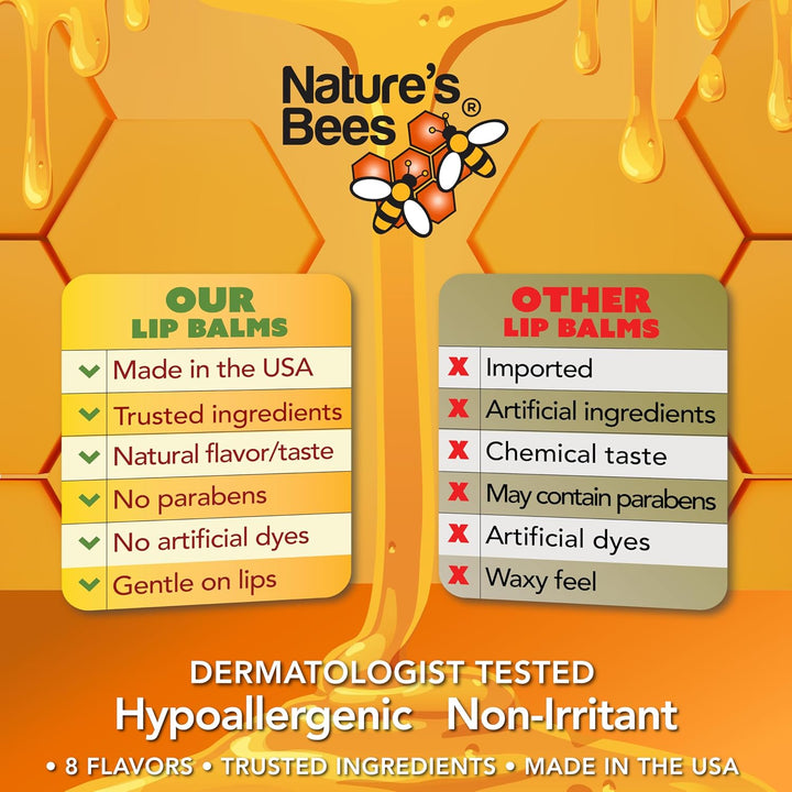Nature's Bees Bálsamo labial de manteca de cacao, original, man...