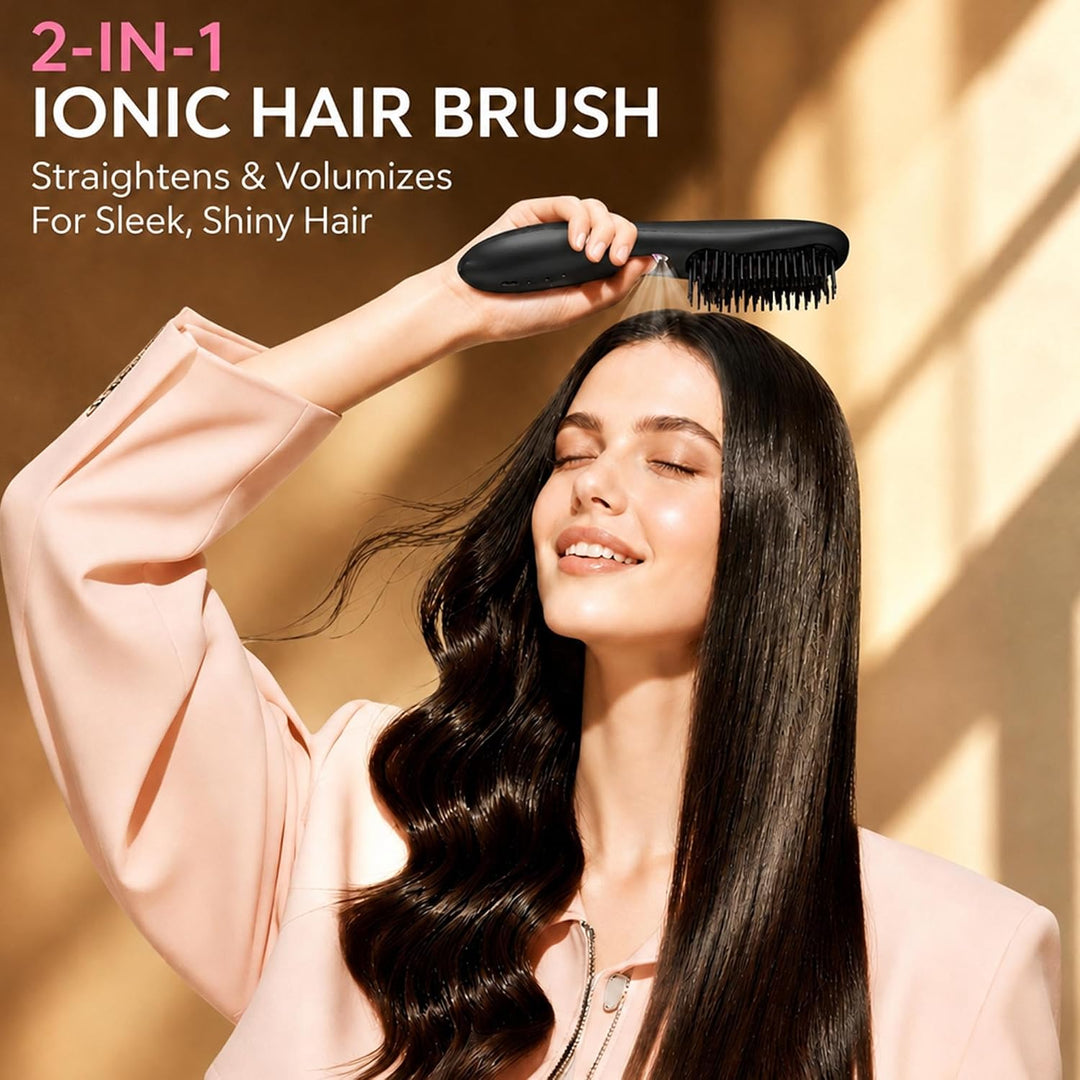 Cordless Hair Straightener Brush with Mist for Travel, Fast Heating...