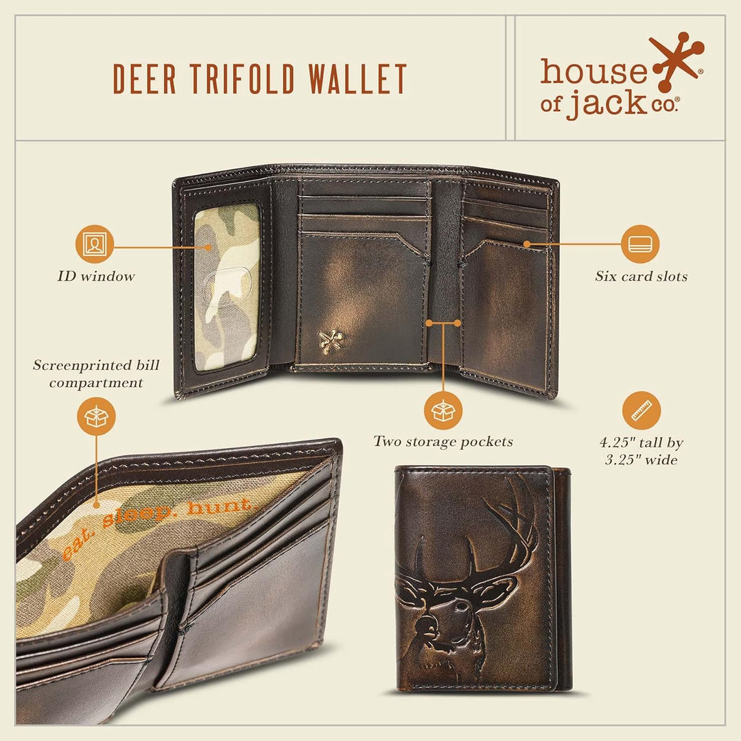 House of Jack Co. Billetera triple | Trifold de cuero para hombre |...