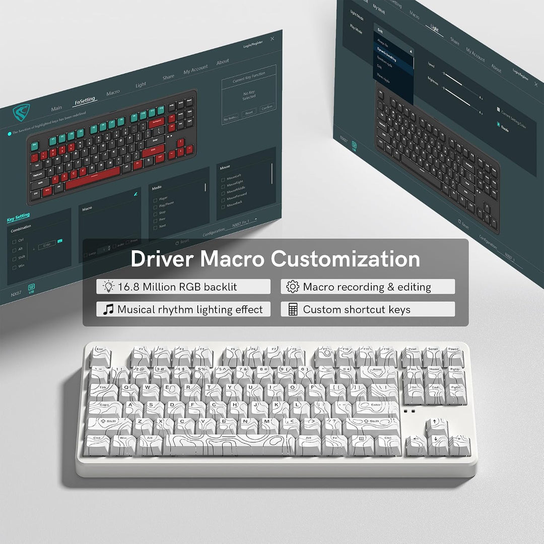 FL ESPORTS NX87 Teclado mecánico inalámbrico de grado militar - Dur...