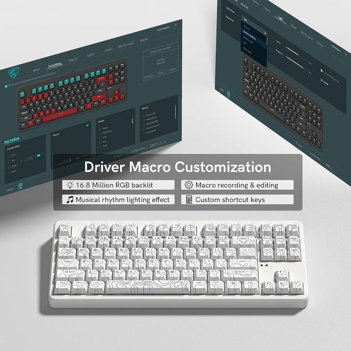 FL ESPORTS NX87 Teclado mecánico inalámbrico de grado militar - Dur...