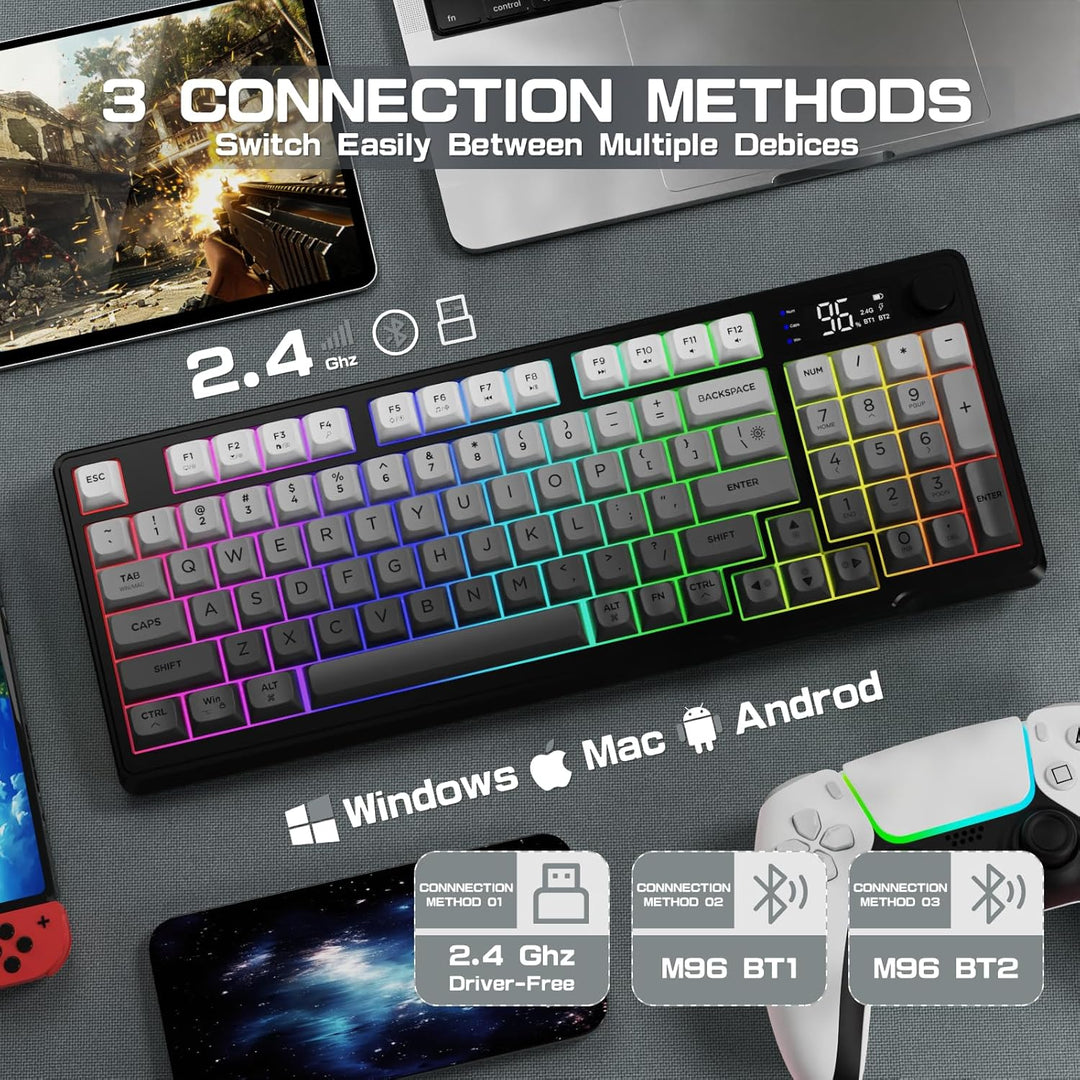 LexonElec M96 - Teclado inalámbrico, de bajo perfil, silencioso, de...