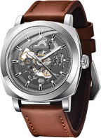 SAPPHERO Relojes para Hombre de Pulsera de Cuero Esqueleto Automáticos