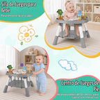 Centro de Actividades para Bebé 6 en 1, Mesa de Actividades Estacionaria para Estar de Pie (Gris)