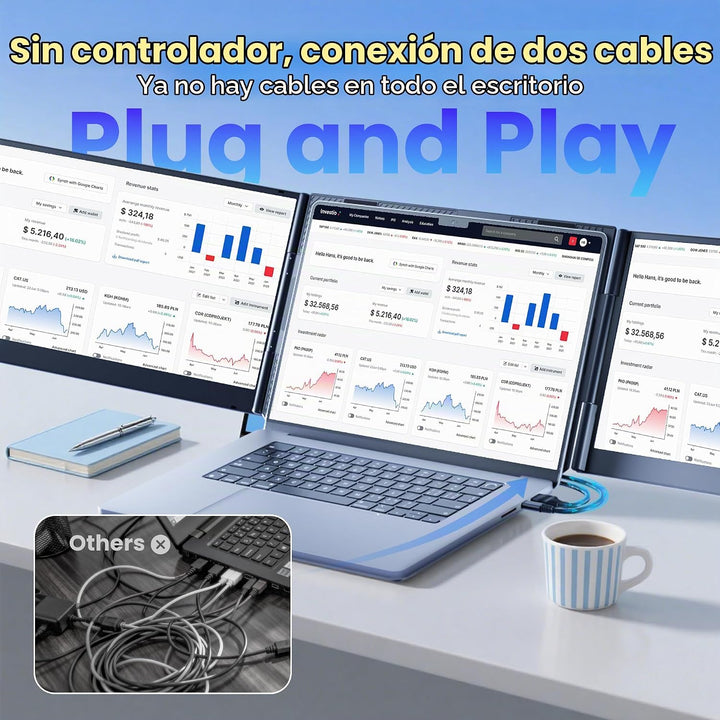 Extensor de pantalla para laptop, monitor portátil triple ultralige...