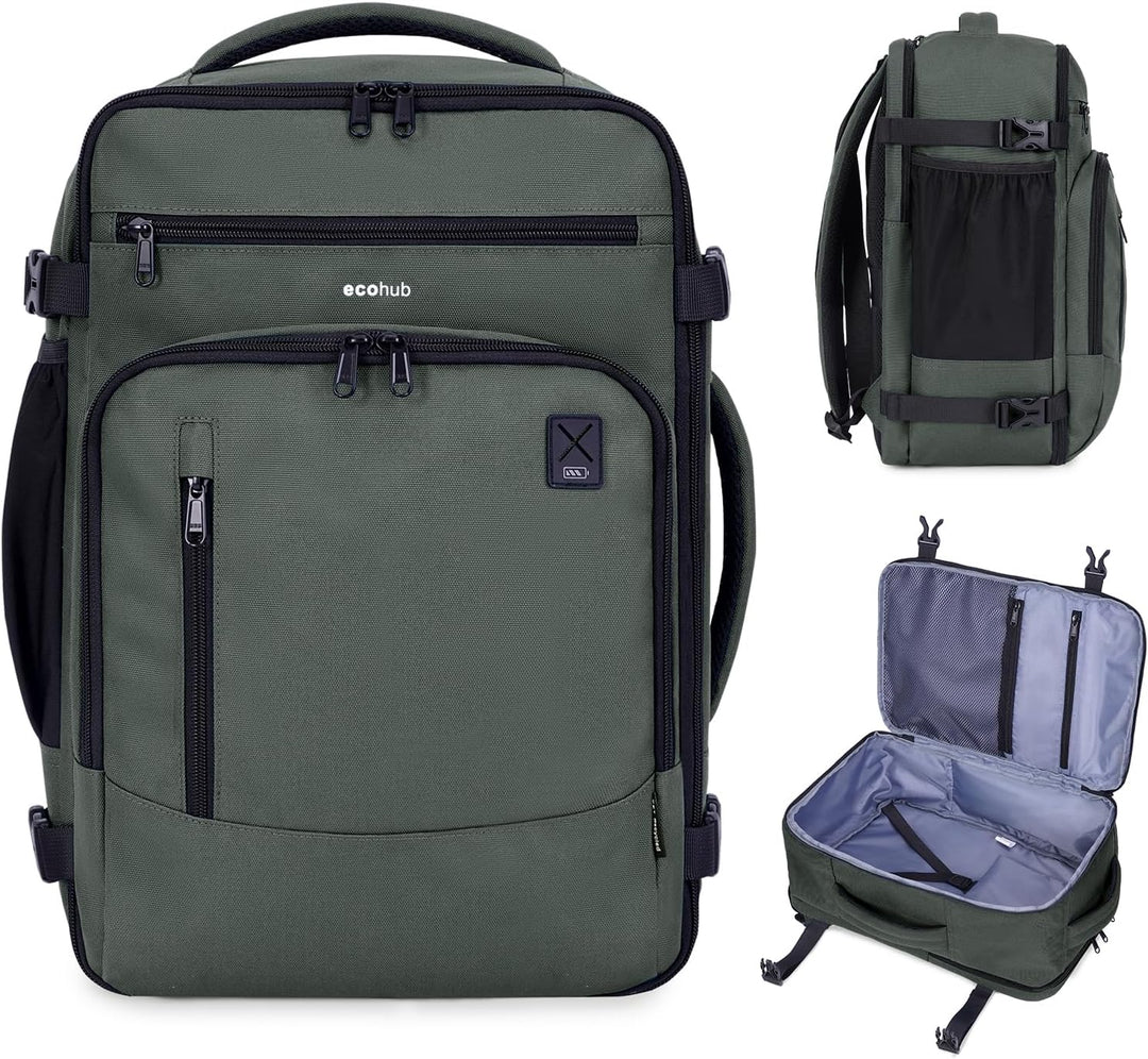ECOHUB Mochila de Viaje Mochila de Equipaje de Mano, Verde-2, Mochi...
