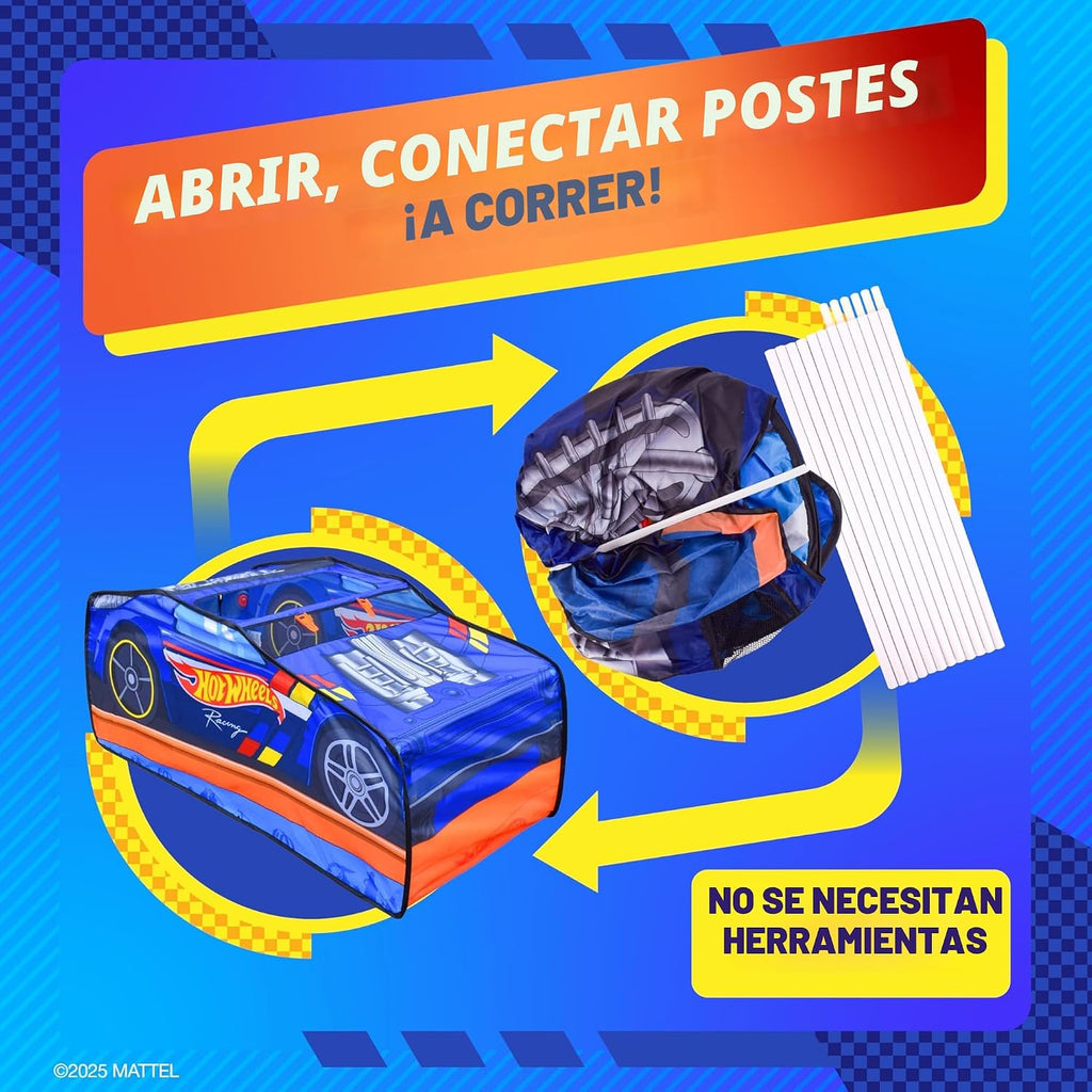 Hot Wheels™ Tienda de Juegos Desplegable, Casa de Juegos para Niños, Tienda con Conexiones para Pistas de Coches Hot Wheels, Espacio de Juego Interior con Puerta Enrollable y Apertura del Techo, Fácil