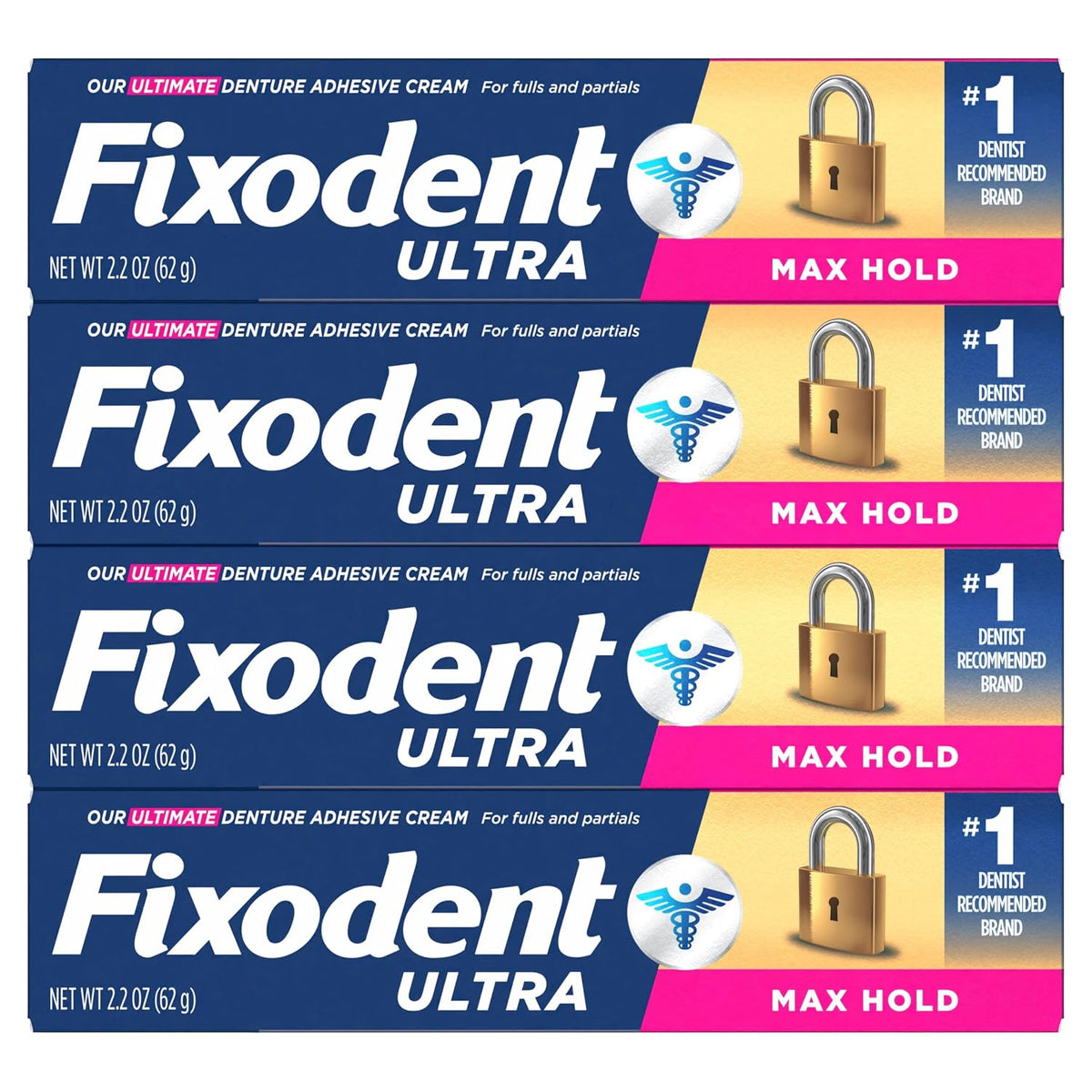 Fixodent Ultra Max Hold Secure - Crema adhesiva para dentaduras pos...