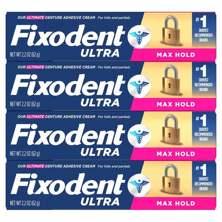 Fixodent Ultra Max Hold Secure - Crema adhesiva para dentaduras pos...