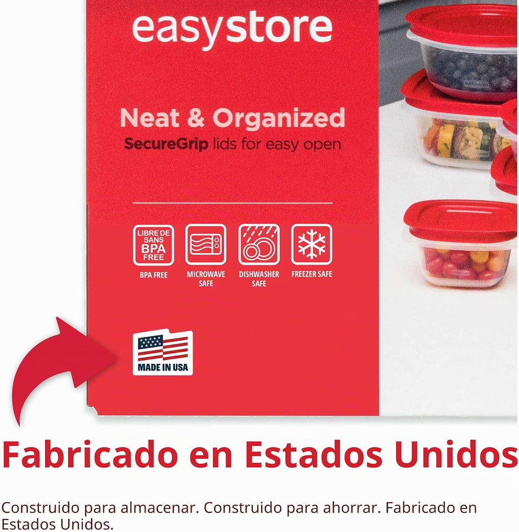 Rubbermaid EasyStore - Contenedores de almacenamiento de alimentos, juego de 38 piezas, recipientes de almacenamiento de alimentos con tapas