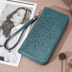 APHISON Billetera para mujer, gran capacidad, monedero, tarjetero, RFID, pulsera, teléfono, cremallera, moneda, bolsillo de viaje