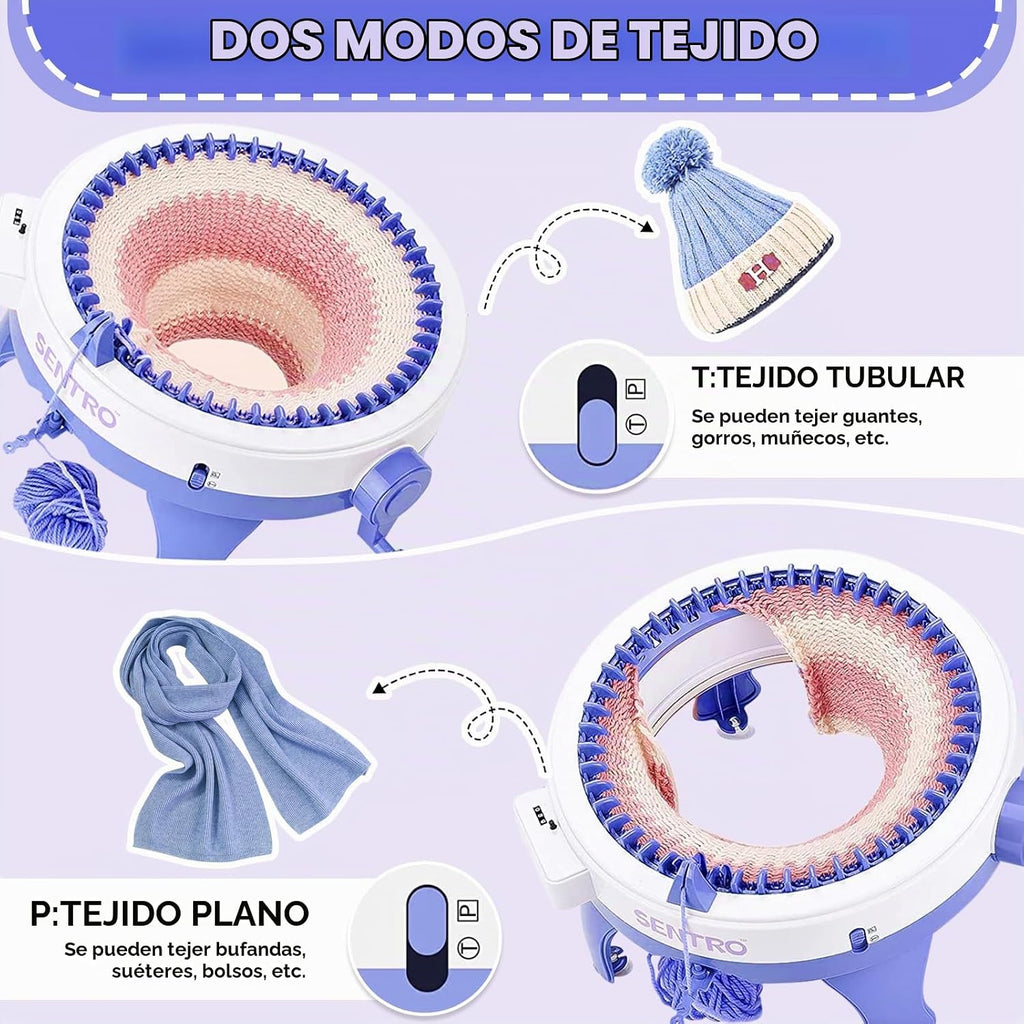 SENTRO Máquina de tejer 48 agujas con contador de filas para principiantes