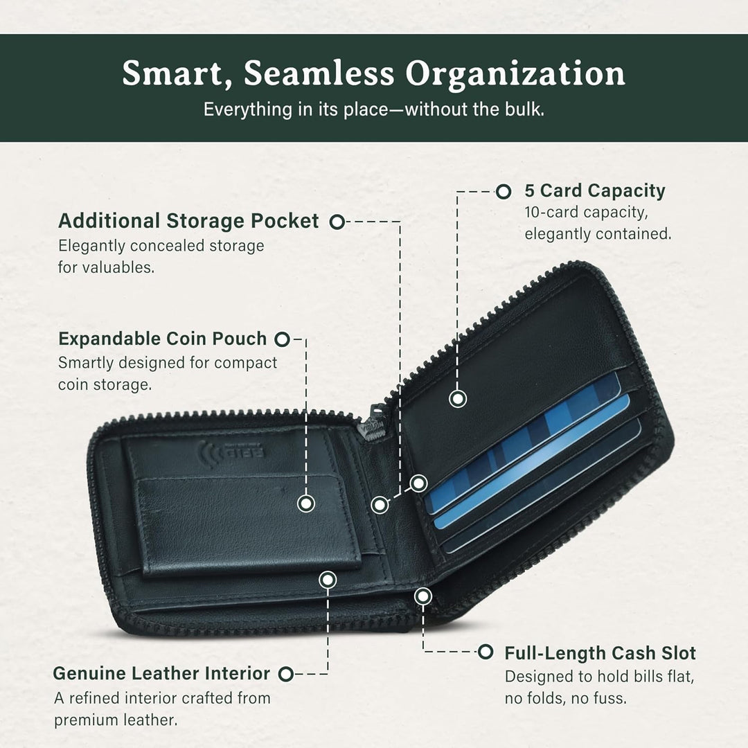ROGUE WALLET Carteras interiores de piel auténtica para hombres, co...