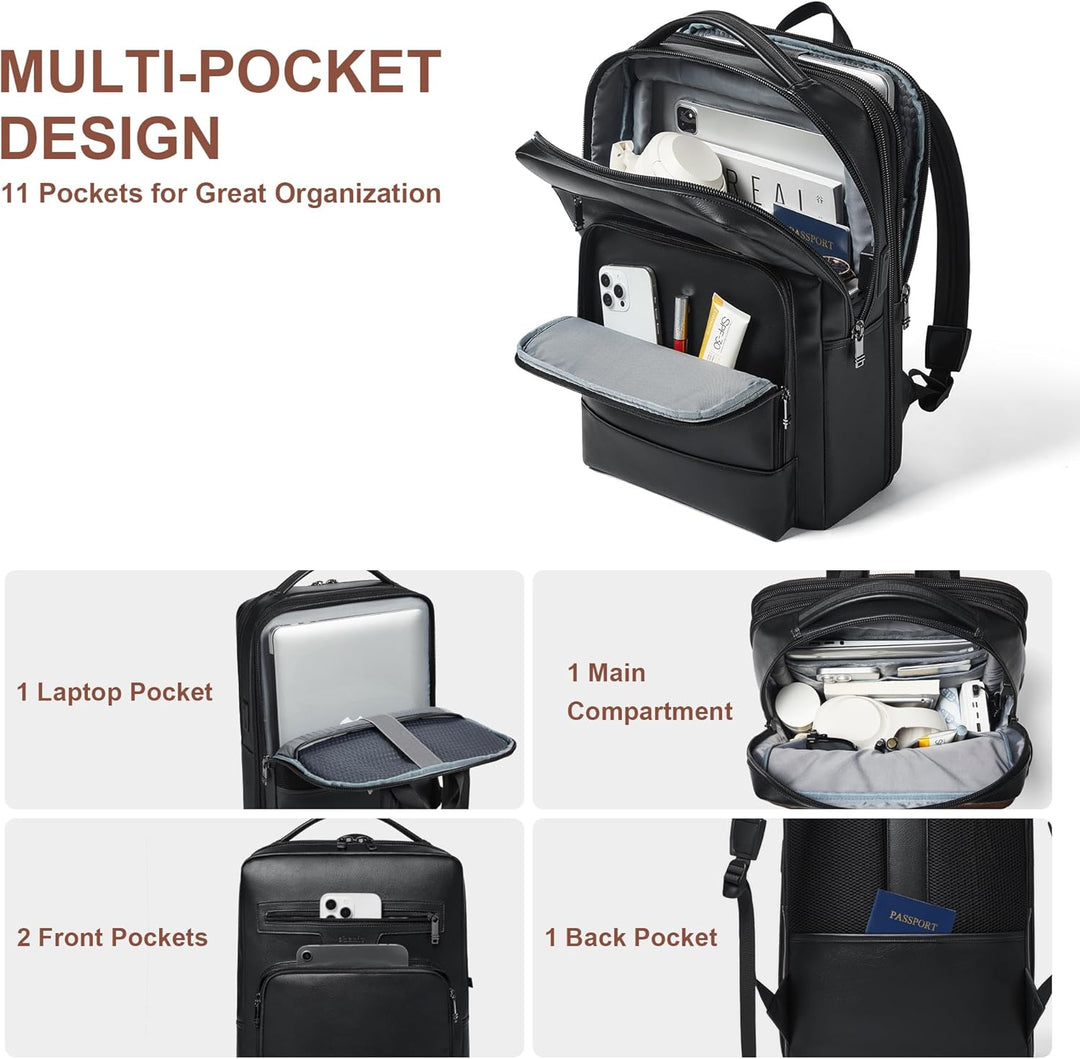 Mochila de cuero Shrrie para laptop para mujeres y hombres, mochila...