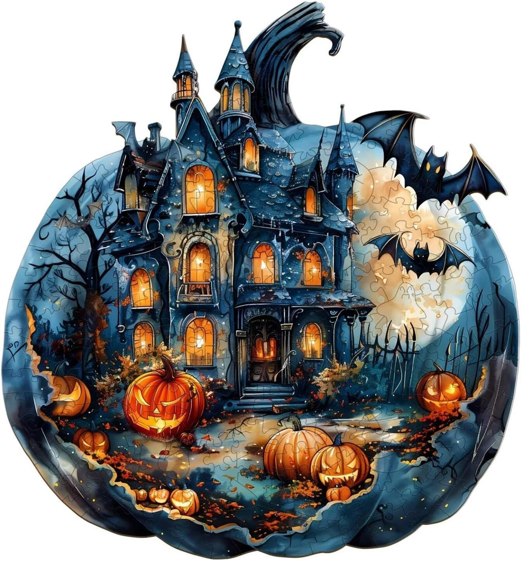 Rompecabezas de madera para adultos, rompecabezas de madera de calabaza de Halloween de 200 piezas, rompecabezas de madera con forma de animal único, regalos para adultos, 11.4 x 10.6