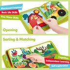 hahaland Libro ocupado para niños pequeños de 1 a 3 años - Montessori Toys, Granja