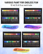 Nicpro - Kit de pintura artística de lujo de 158 piezas para artista con caballete, pinturas y pincel