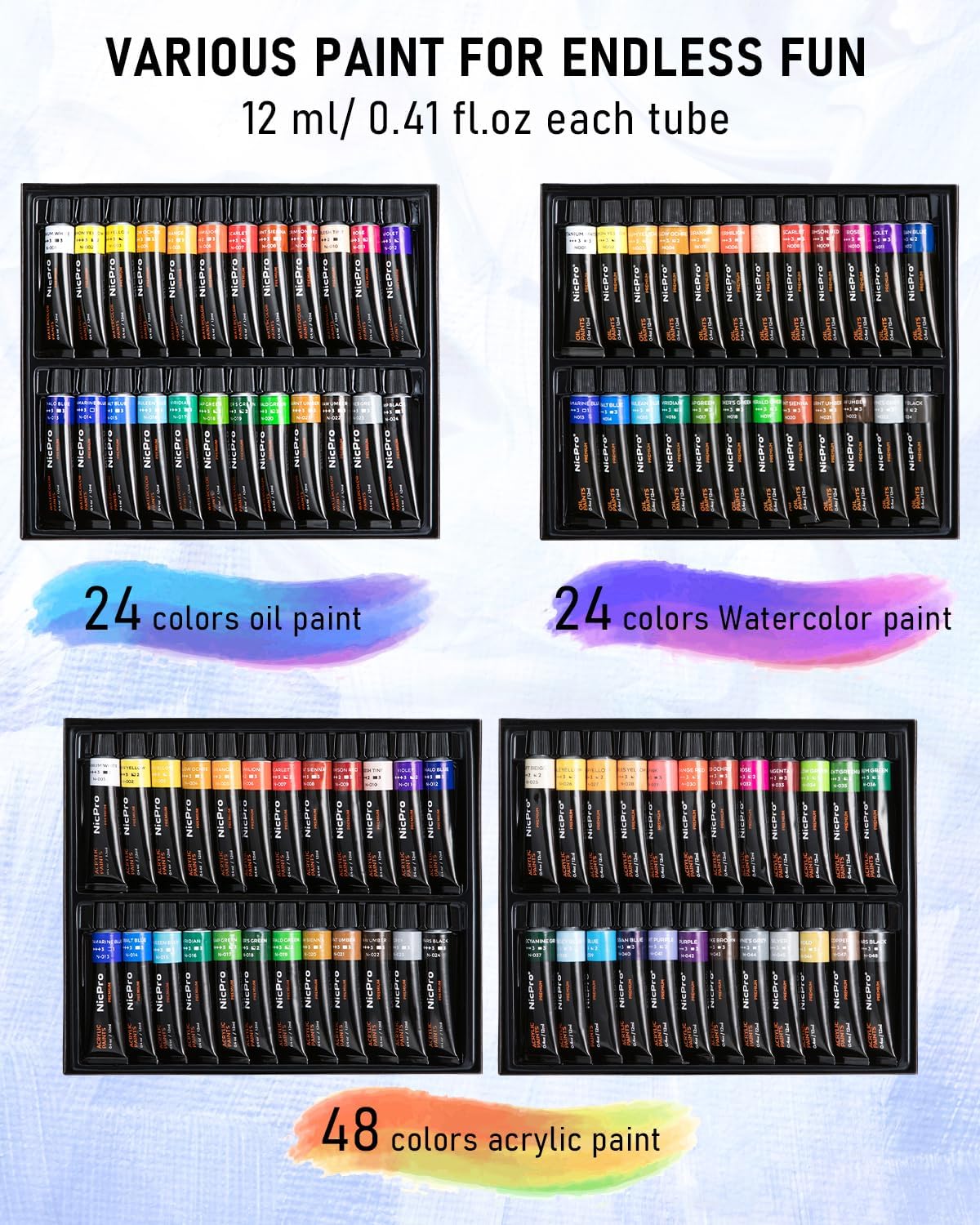 Nicpro - Kit de pintura artística de lujo de 158 piezas para artista con caballete, pinturas y pincel