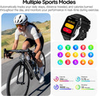 Smart Watch para Hombres y Mujeres, Pantalla HD de 1.96", Rastreador de Actividad, Monitor de Frecuencia Cardíaca y Presión Arterial 24/7, Oxígeno en Sangre y Seguimiento del Sueño, Múltiples Modos Deportivos, Resistente al Agua IP68 para Android e iOS