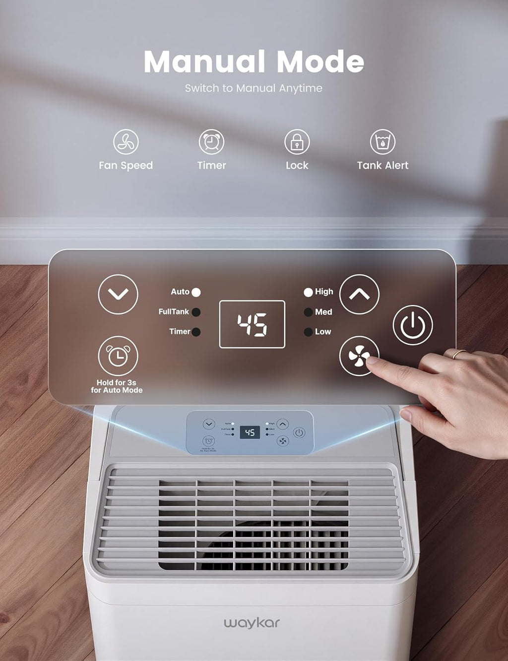 Waykar - Deshumidificador Energy Star de 5000 pies cuadrados 2025 de 80 pintas para el hogar