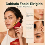 GS5 Herramienta de Gua Sha Eléctrica Calentada, Masajeador Facial con Luz Roja, Rojo
