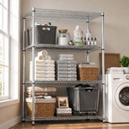 M MZG Estantería de garaje resistente de 4 estantes, estante de almacenamiento ajustable para cocina, lavandería, baño, despensa, capacidad de 2640 libras, color plateado, 17.7 x 47.3 x 70.4 pulgadas