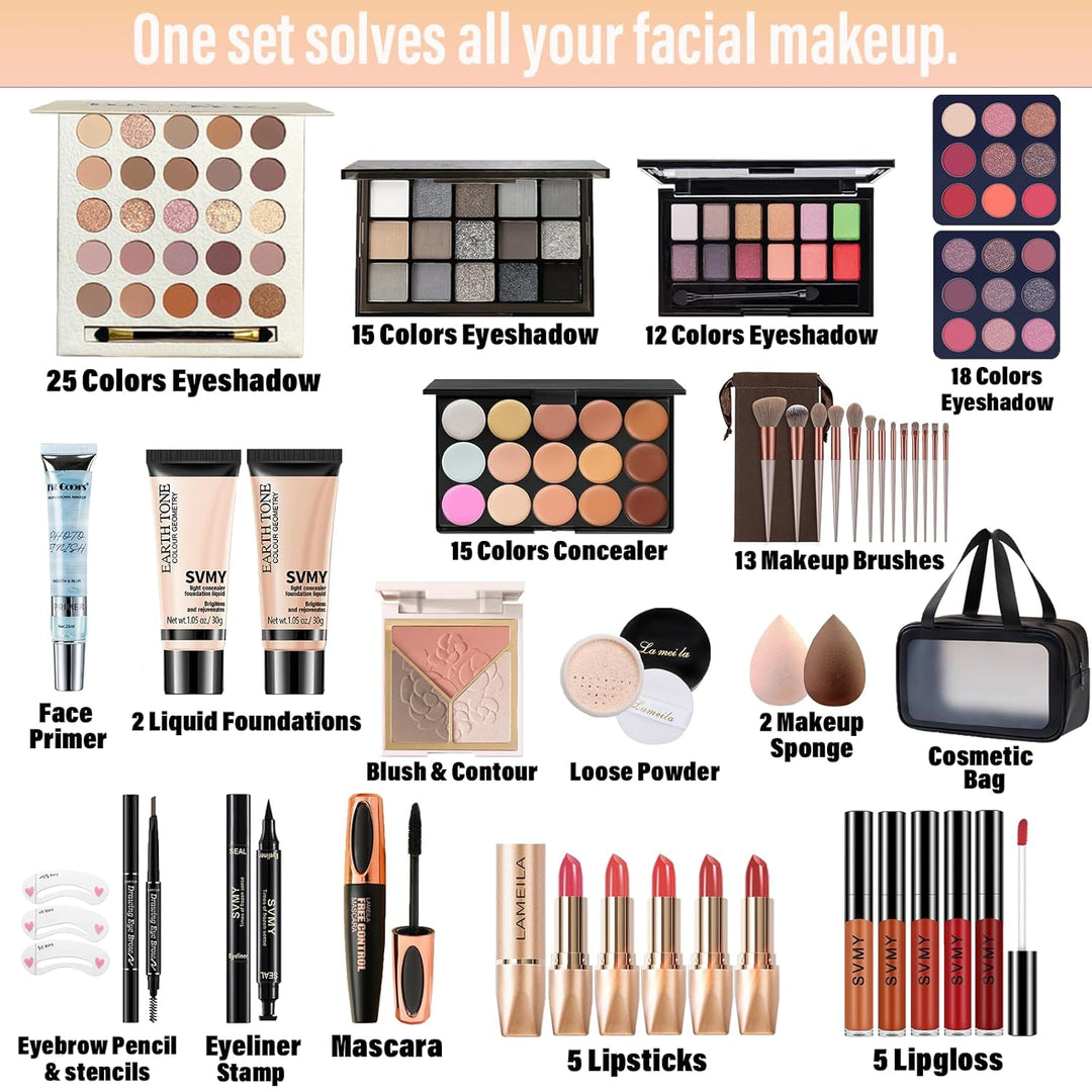 Set de maquillaje para mujeres, juego de maquillaje de viaje para a...