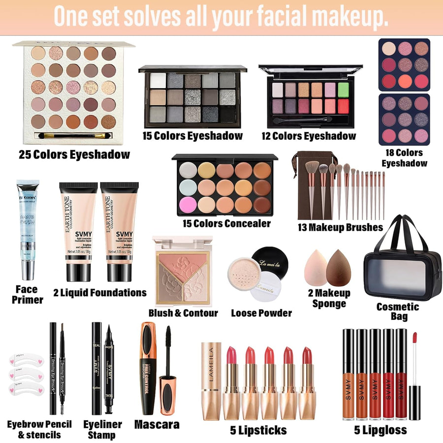 Set de maquillaje para mujeres, juego de maquillaje de viaje para a...