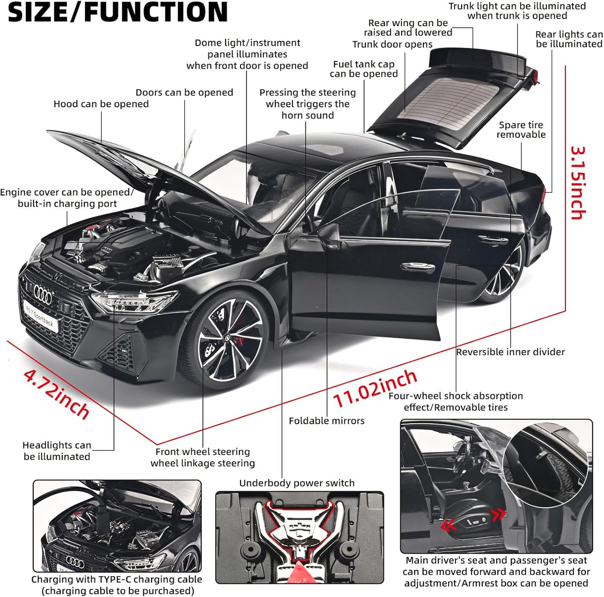 Kits de coche modelo para adultos 1/18, compatibles con Audi RS7