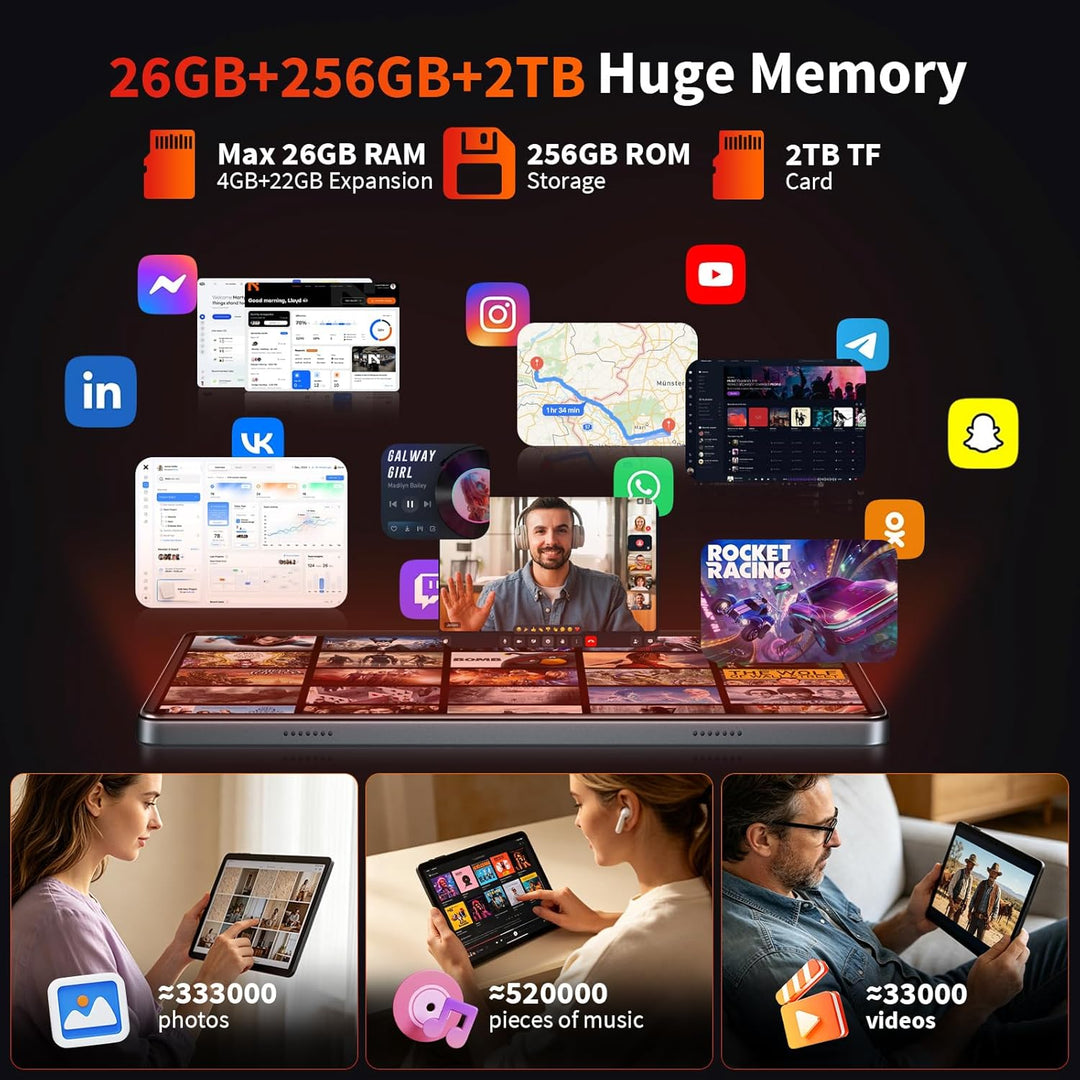 Tablet Android con teclado - Android 16 tableta con 26 GB+256 GB+2...