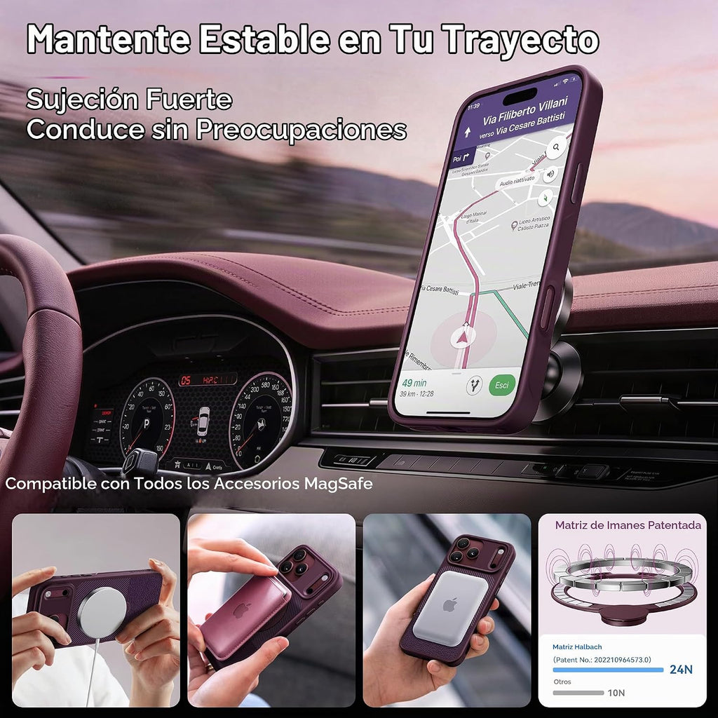 CASEKOO Texture Purple 360 Spin Soporte magnético para iPhone 18 Pro Max