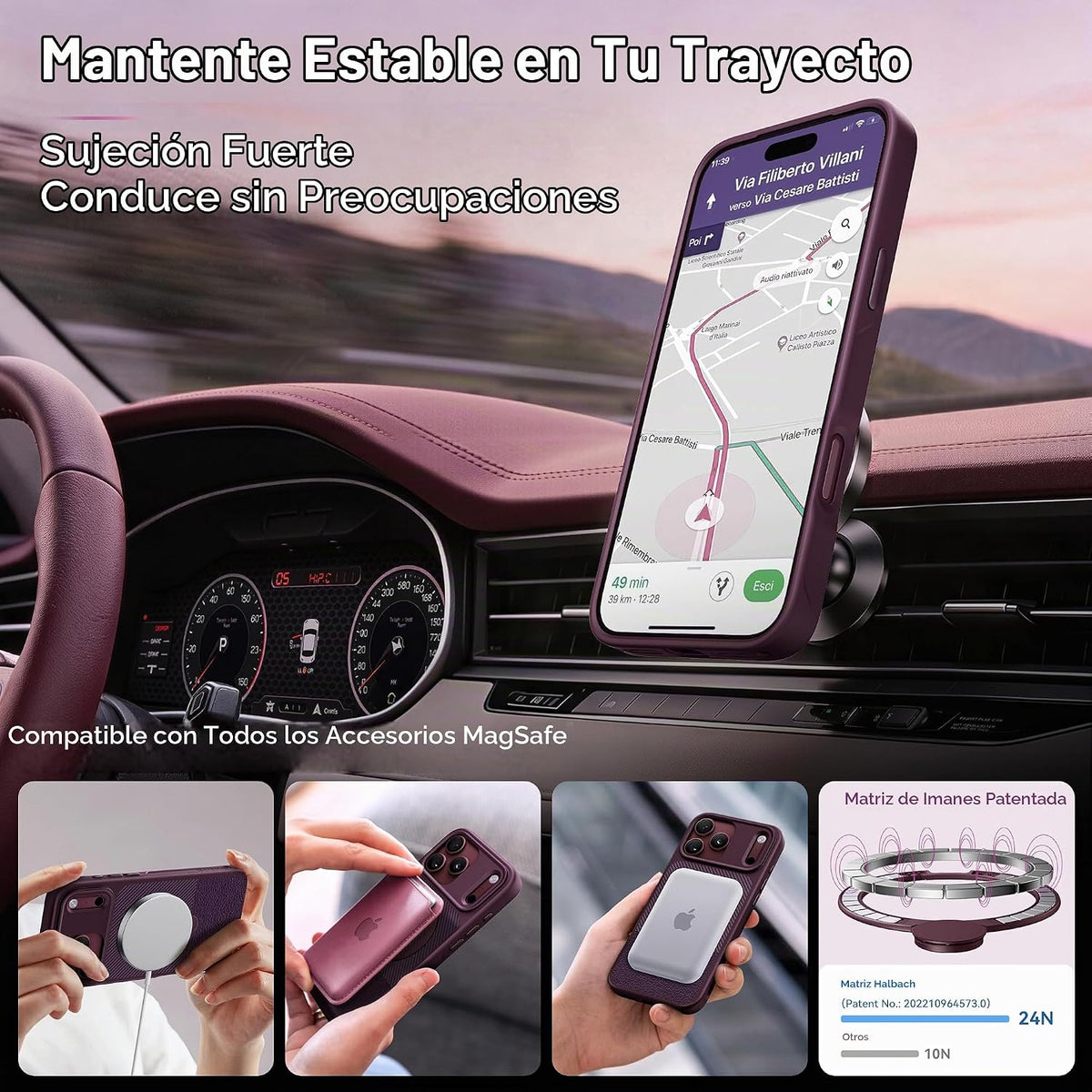 CASEKOO Texture Purple 360 Spin Soporte magnético para iPhone 18 Pro Max